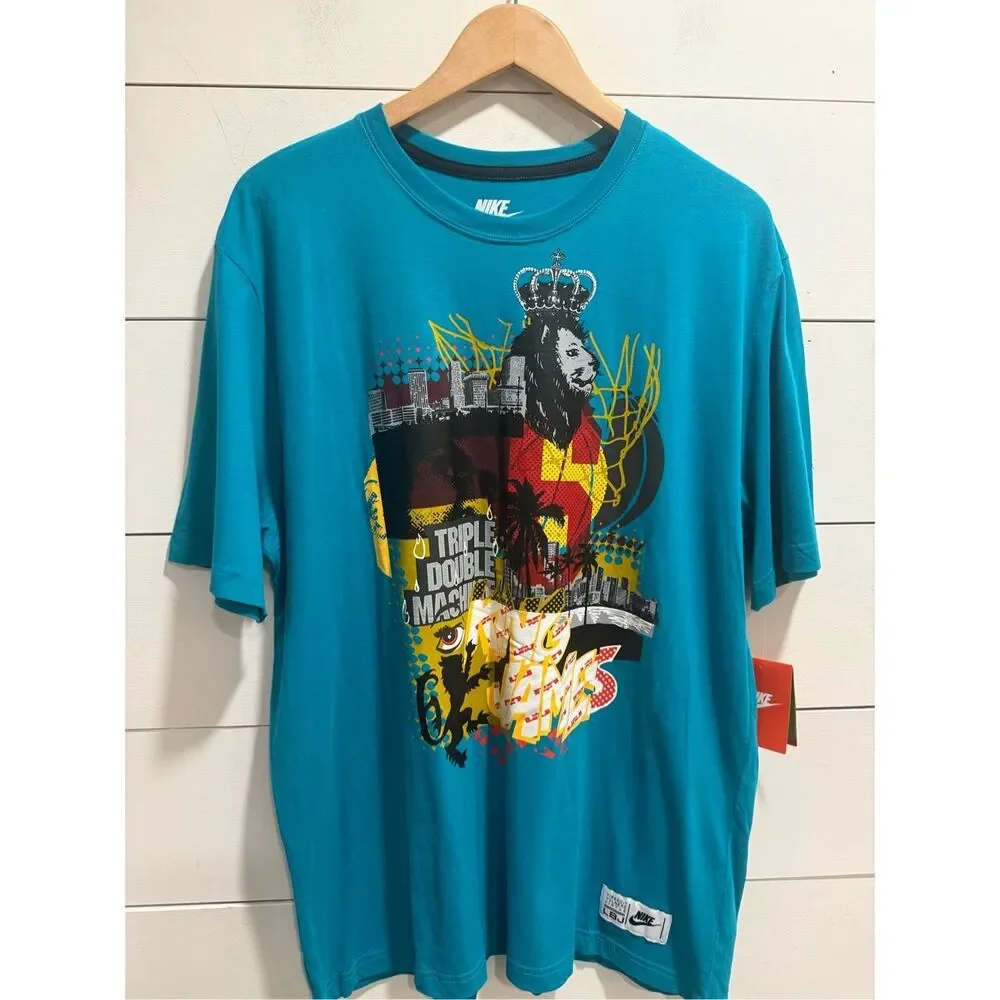 NWT Nike Mens LeBron King James Triple Double Machine Blue Basketball T-Shirt XL